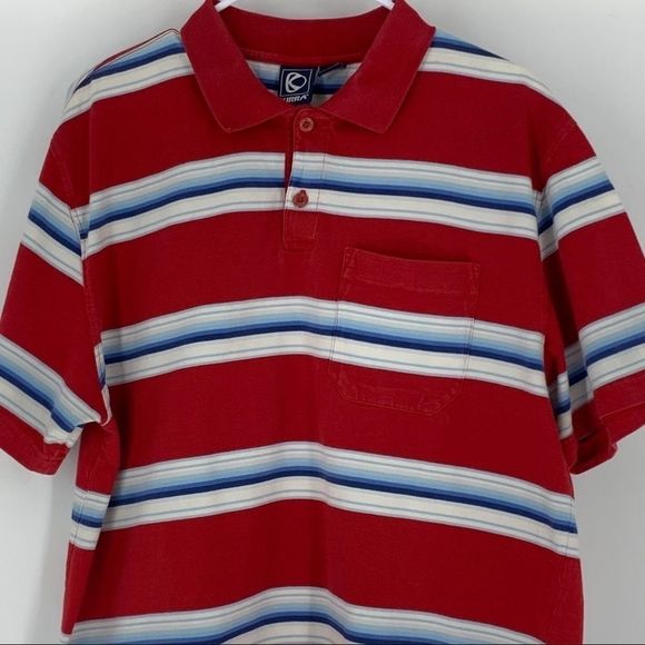 Kiera men’s red stripe Polo skater shirt 8290 XL - Picture 2 of 9
